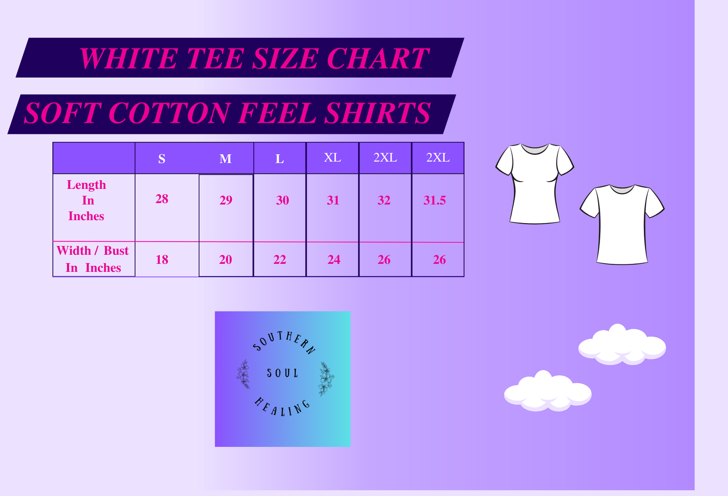 T shirt size chart