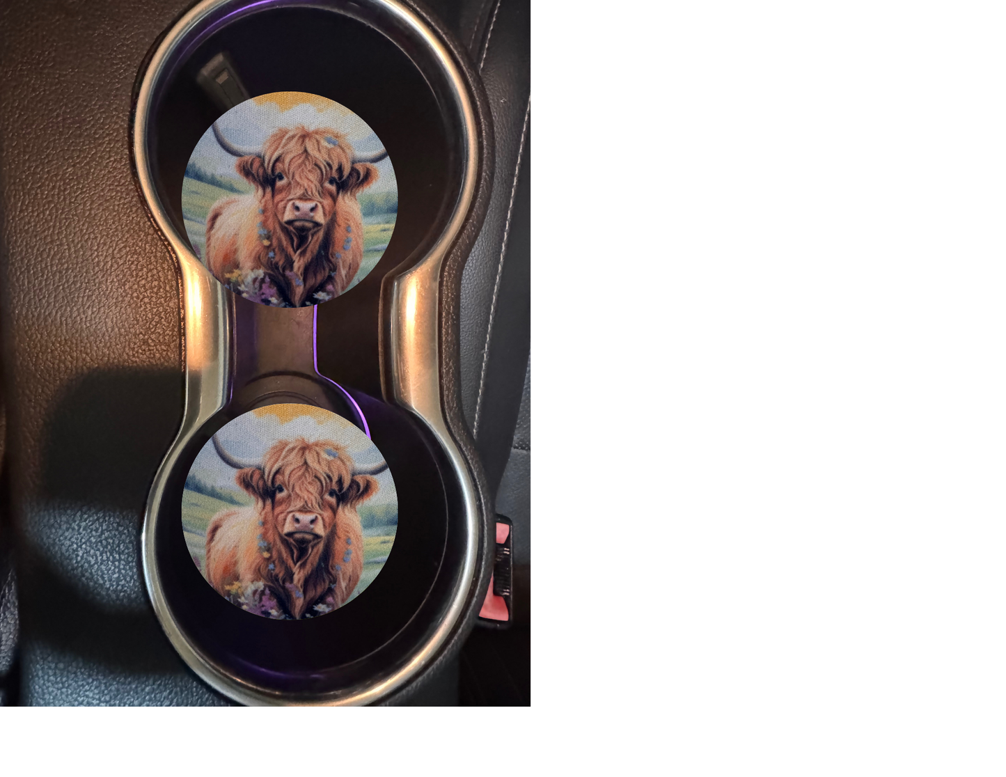 Sublimated Mountain Cow Car and Truck Coasters