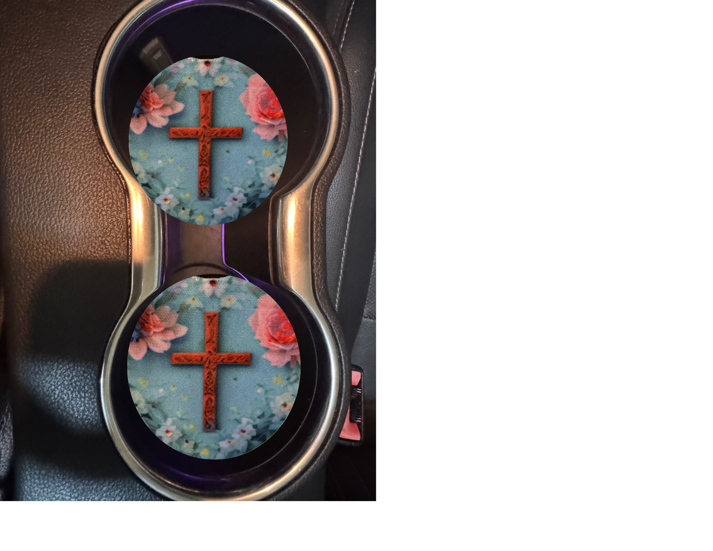 Sublimated Floral Cross Car and Truck Coasters