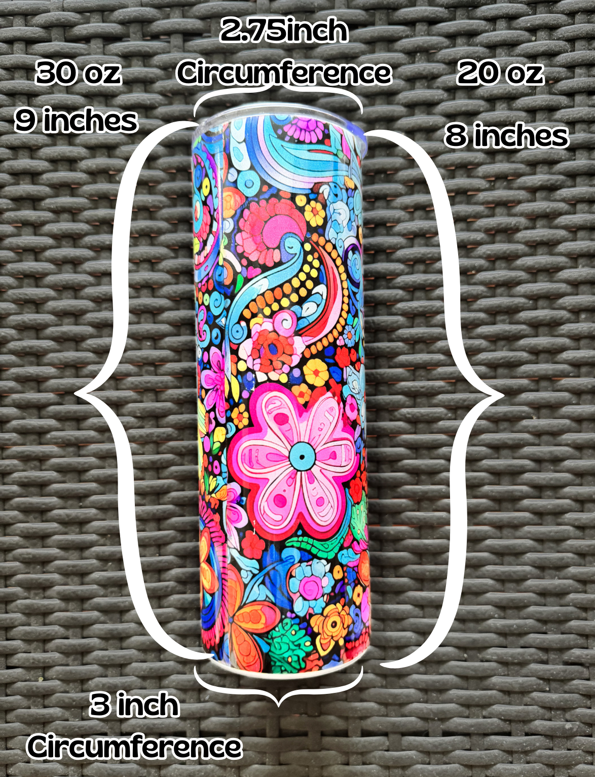 Flower Mosaic Stainless Steel Tumbler- Vibrant Aesthetic Cup for Millennials