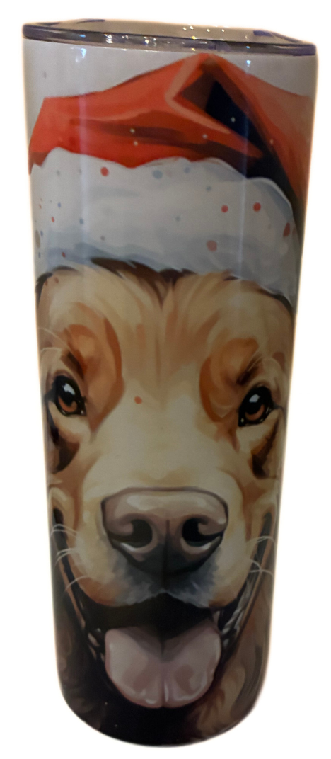 Christmas Golden Retriever Tumbler- Vibrant Animal Print Aesthetic Travel Cup