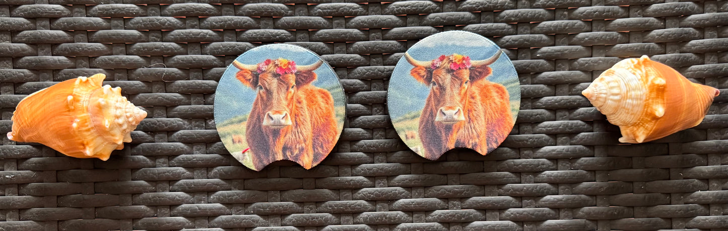 Flower Cow Car and Truck Coasters