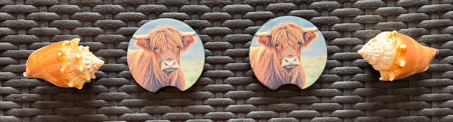 Sublimated Highland Cow Car and Truck Coaster