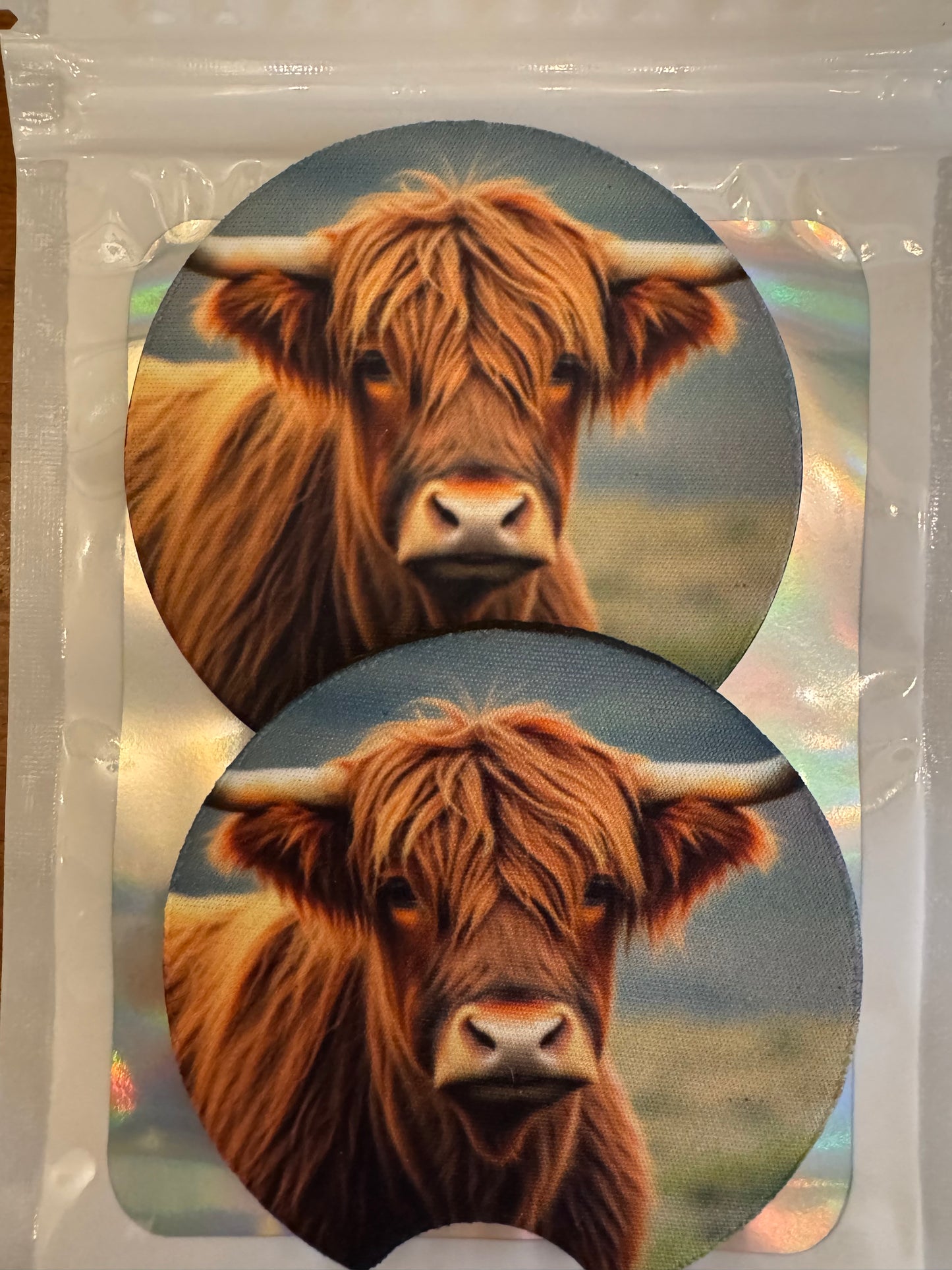 Sublimated Highland Cow Car and Truck Coaster