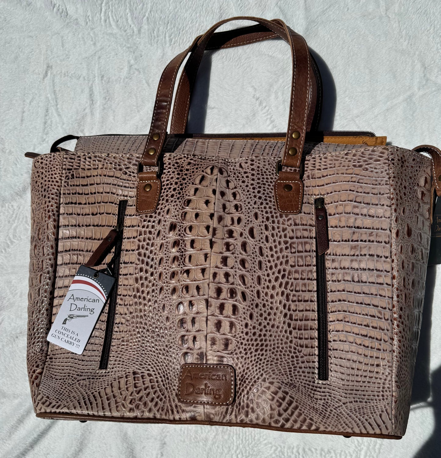 American Darling Crocodile Embossed Tote Bag