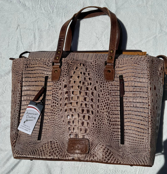 American Darling Crocodile Embossed Tote Bag