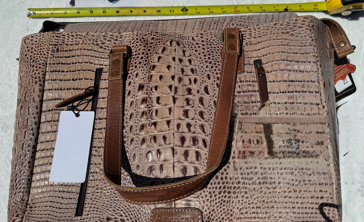 American Darling Crocodile Embossed Tote Bag