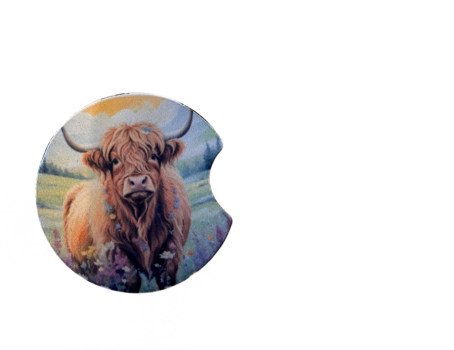 Sublimated Mountain Cow Car and Truck Coasters