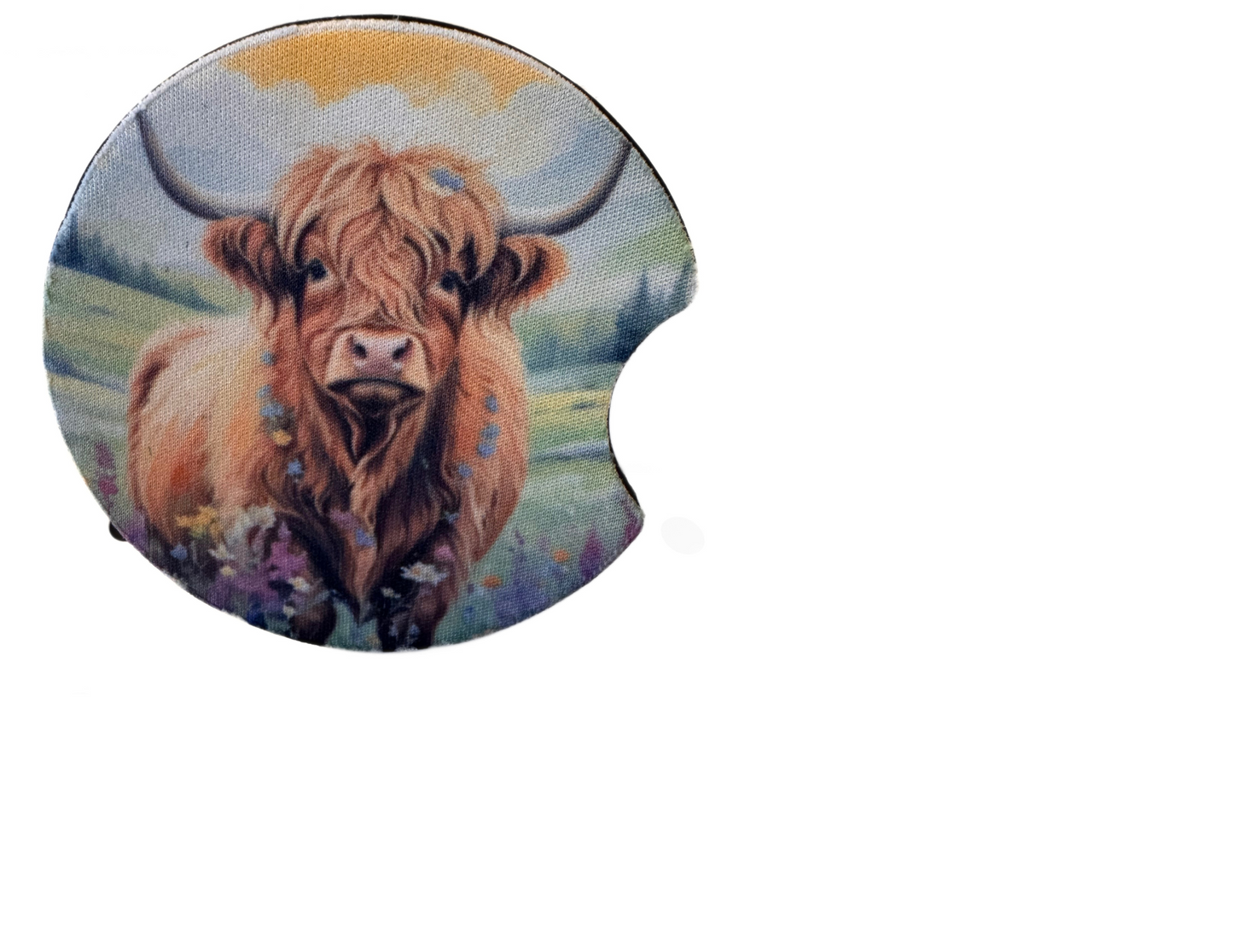 Sublimated Mountain Cow Car and Truck Coasters